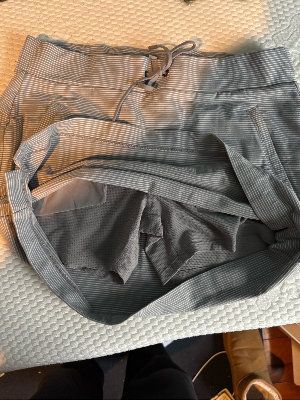 Athleta Light Gray Ribbed Drawstring Mini Skirt - Picture 5 of 6